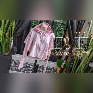 Pink Spandex Crop Top Athleisure Fitness Jacket LG NWT
